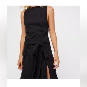 NWT Free people beach wrap dress black size S LBD midi boho indie sleaze‎